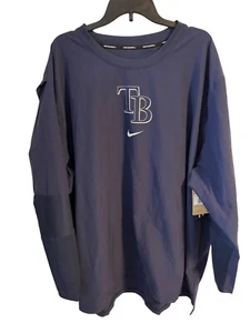 Nike Tampa Bay Rays Navy Blue Dri Fit Long Sleeve Shirt Jacket Windbreaker XXL - Picture 1 of 7