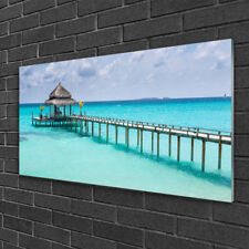 Glass print Wall art 100x50 Image Picture Sea Bridge Architecture