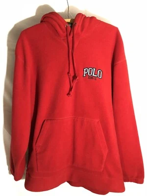 Polo Size L Ralph Lauren Spell Out Logo Fleece Hoodie Red Soft Cherry - Image 1 of 4