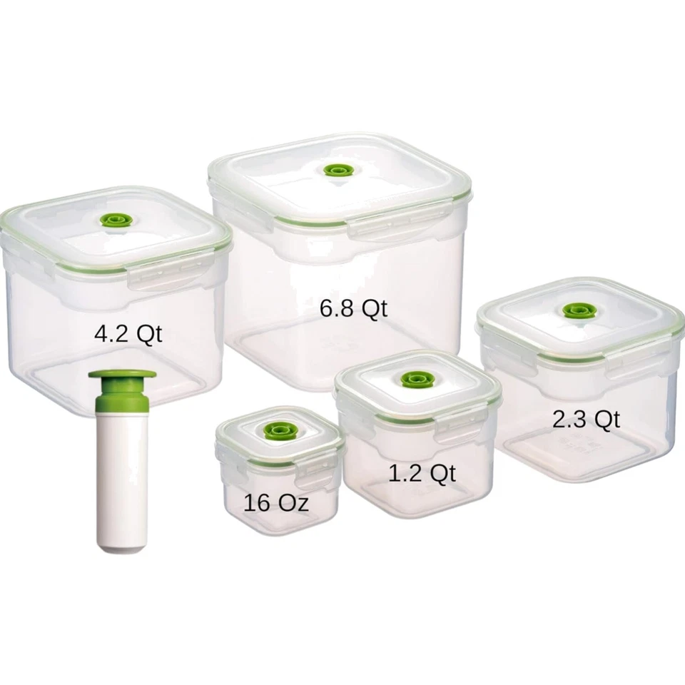 Lasting Freshness Vacuum Seal Food Storage System Set Square 11pc