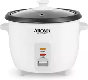 Aroma 6-Cup (Cooked) 1.5 Qt. One Touch Rice Cooker, White (ARC-363NG), 6 Cup Coo - Picture 1 of 8