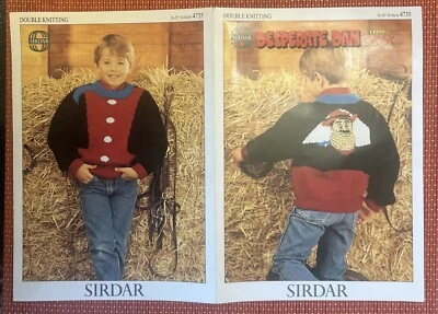 KIDS BOYS GIRLS DESPERATE DAN JUMPER ORIGINAL VTG Knitting Pattern 24”-32” S4735 - Image 1 of 4