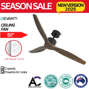 Ceiling Fan Remote Control Indoor Outdoor Patio Timber Wooden Blades Fans 52inch - Picture 1 of 8