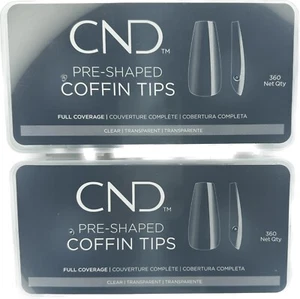 2 - Puntas de ataúd preformadas CND transparentes cobertura completa 360 CT. X 2 NUEVAS EN CAJA - Imagen 1 de 2