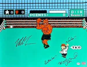 Mike Tyson Charles Martinet Signed 16x20 Punch Out Photo Boxing PSA AI81229 - Picture 1 of 2