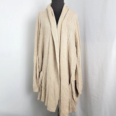 St. John's Bay Women's Open Sweater Sz 4X NEW Nwt Beige Blend Cotton Cable Knit - Image 1 of 4