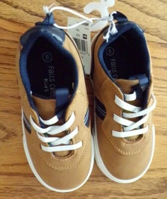 Brown & Blue Faux Leather Sneakers~TODDLER Shoe Size 5~ NEW w/tags - Image 1 of 3