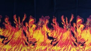 2 1/4 Yards Druck Baumwollstoff - 58 Zoll breit - Stier in Flammen - Bild 1 von 3