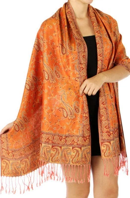  Fashion Outlined Paisley Pashmina Scarf Shawl Wrap 24 COLORS  - Image 1 of 2
