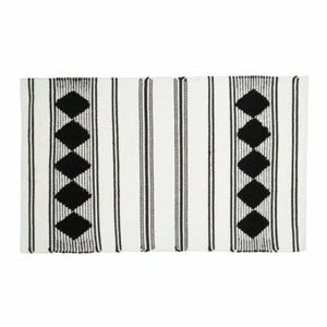 Caravan Home Rug Bohemian Diamond Woven New! Black White Cotton NEW SEALED - Picture 1 of 5