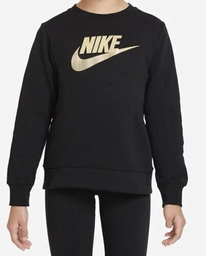 Girls M Youth Nike Girls Sportswear Club Fleece Sweatshirt Metallic Gold