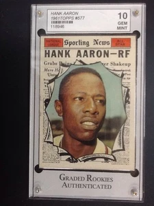 HANK AARON 1961 TOPPS ALL STAR #577 GRADED GEM MINT 10! - Picture 1 of 2