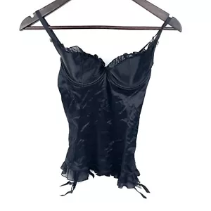Victoria's Secret Sexy Little Things Corset Size 36B Black Ruffle Hem Underwire - Picture 1 of 12
