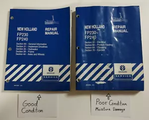 2 Books! New Holland FP230 FP240 Repair Manual *MOISTURE DAMAGE* Hydraulics Elec - Picture 1 of 14