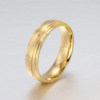 18K желтое золото заполненное CZ группы мужчин женщин свадьбы помолвки пару колец размер 5-12 - Изображение 1 из 4