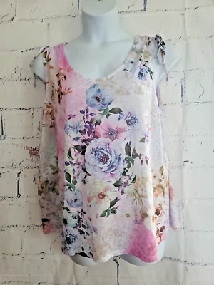 Concepts Womens Sleeveless Floral Top Plus 2XL (20) Embellished Rhinestone Vneck - Image 1 of 4