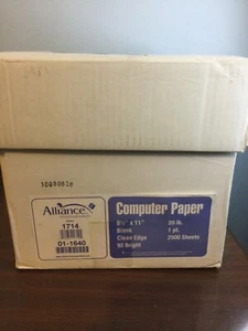 Alliance Continuous Feed Computer Print Out Paper 9.5 X 11 Dot Matrix Printer - Picture 1 of 4