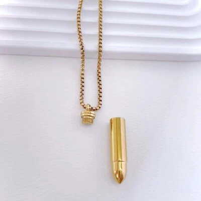 Пуля подвеска духов бутылка ожерелье из нержавеющей стали домашних животных мемориал кости пепла коробка - Изображение 1 из 4