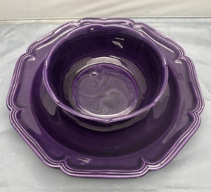 Baldelli Serving Center Plate & Serving Bowl Pasta Dish Italy Pottery Purple - Picture 1 of 9
