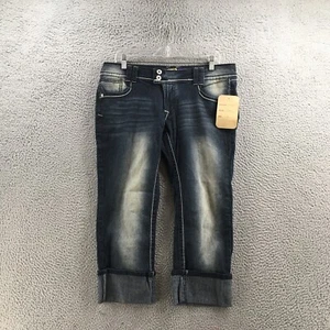 Angels Capri Hipster Jeans Womens 15 Blue Denim Mid Rise Zip Fly Pull On NEW - Picture 1 of 22
