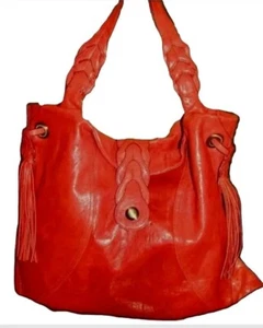 JUNIOR DRAKE~Dist. Red *ATHENA*Leather HoBo Handbag w/Tassel Accents~NWOT~ChiC** - Picture 1 of 6