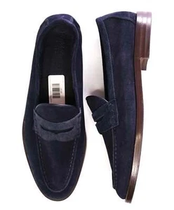 $995 Ralph Lauren Purple Lable Navy Suede Penny Loafers 8.5 D - Picture 1 of 8