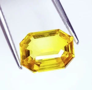 Piedra preciosa suelta de zafiro amarillo natural Ceilán corte octágono certificado 12 quilates O118 - Imagen 1 de 12