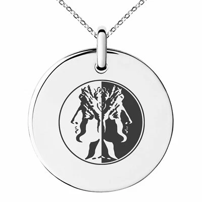 Stainless Steel Janus Greek God of Beginnings Symbol Charm Necklace or Keychain - Image 1 of 4