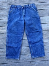 Carhartt Blue Denim Blanket Lined Dungaree Fit Jeans 42x30 