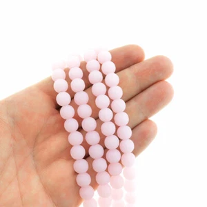 Cuentas redondas de vidrio marino cultivadas 8 mm - rosa - 1 filamento 24 cuentas - U221 - Imagen 1 de 3