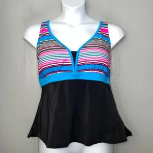 Costume da bagno Tankini Zero Xposure donna taglie forti 2X XXL reggiseno imbottito a righe retrò - Foto 1 di 9