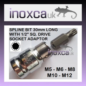 SPLINE BIT CR-V CROMO-VANADIO 10mm HEX DRIVE 30mm 75mm + ADATTATORE A SQ. DRIVE - Foto 1 di 8