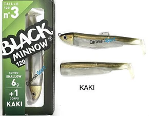 ARTIFICIALE SPINNING COMBO BLACK MINNOW 120 N 3 KAKI FIIISH 6 GR SHALLOW LURE - Foto 1 di 3