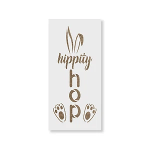 Easter Hippity Hop Bunny Sign Stencil - Durable & Reusable Mylar Stencils - Picture 1 of 5