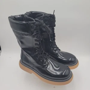DREAM PAIRS Womens Platform Combat Boots Lace Up Side Zipper Black Size 11 - Picture 1 of 11