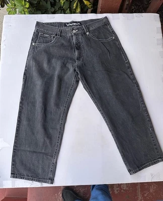 Pantalones de mezclilla holgados Avirex bordados cruzados de colección Y2K negros talla 40/32 Foto 1 de 4