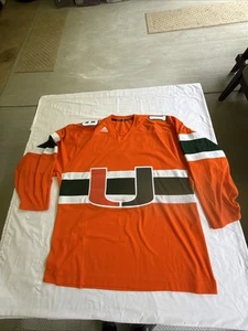 Adidas Miami Hurricanes #19 Hockey Jersey 2XL Orange New Without Tags - Picture 1 of 10