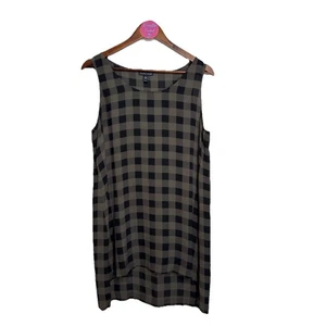 Top túnica Eileen Fisher Buffalo Check seda sin mangas alto bajo pequeño grande PL - Imagen 1 de 8