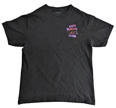 Camiseta Anti Social Social Club Para Hombres Lava Camiseta ASSC Negra Púrpura Rosa Mediana Foto 1 de 4