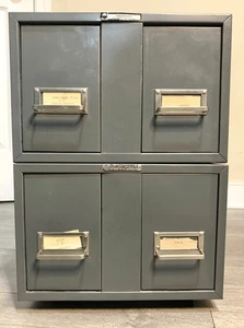 Steelmaster 2 Stackable 2 Drawer Index Card Metal File Cabinet Vintage - Picture 1 of 18