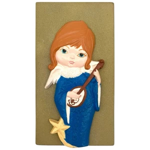 Vintage Pauline’s Keramik Musikalischer Engel WEIHNACHTEN Wandrelief Spiellaute - Bild 1 von 6
