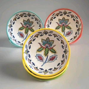 6 Floral Melamine Salad/Soup Cereal Bowls 7.5" Colorful Durable  - Picture 1 of 5