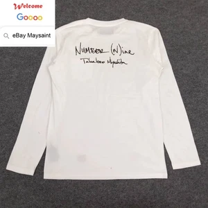 Maysaint Self-made White Number T Shirt Long Sleeve Pocket Casual Loose Top Tee - Picture 1 of 7