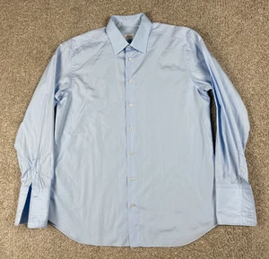 Brioni Shirt Mens 17.5 44 Blue French Cuff Dress Shirt Italy Made Luxury Formal - Picture 1 of 9