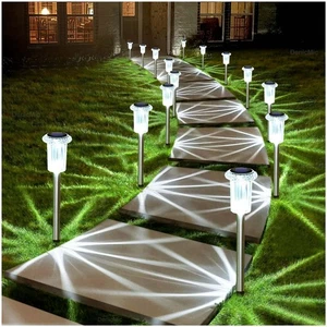 Solar Lights Outdoor Pathway Lights 6000K LED Waterproof Acrylic Lamp Head St... - Picture 1 of 9