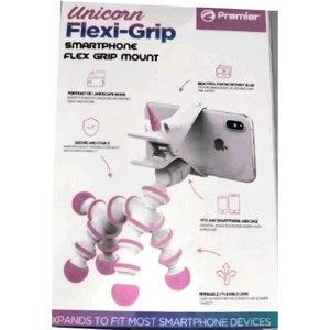 NEU Premier Unicorn Flexi-Grip Smartphone Flex Grip Halterung pinker Rand weiß - Bild 1 von 5