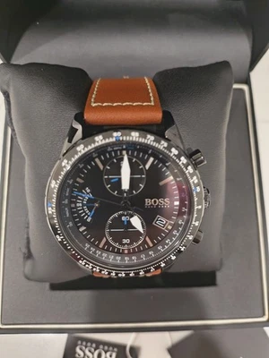 HUGO BOSS 1513662 CRONÓGRAFO HOMBRE ESFERA NEGRA FECHA CORREA CUERO NEGRO Foto 1 de 4