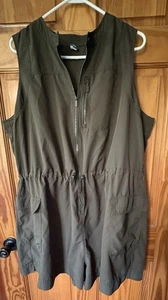 Old Navy Stretchtech Quick Dry Olive Sleeveless Zip Up Pockets Romper  2XL - Picture 1 of 5