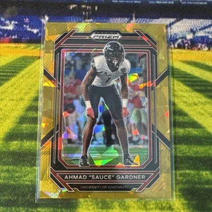 2023 Panini Draft Picks Prizm Gold Cracked Ice #3 Ahmad "Sauce" Gardner Jets - Picture 1 of 2