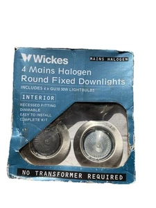 Wickes Box Of 4 X GU10 Mains Halogen Round Fixed Down lights - Picture 1 of 5